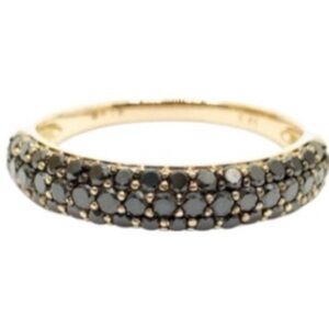 Triple Layer Natural Black Diamond 0.85 Carats 18K Gold Ring